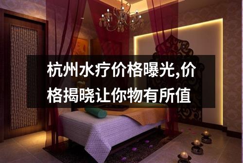 杭州水疗价格曝光,价格揭晓让你物有所值